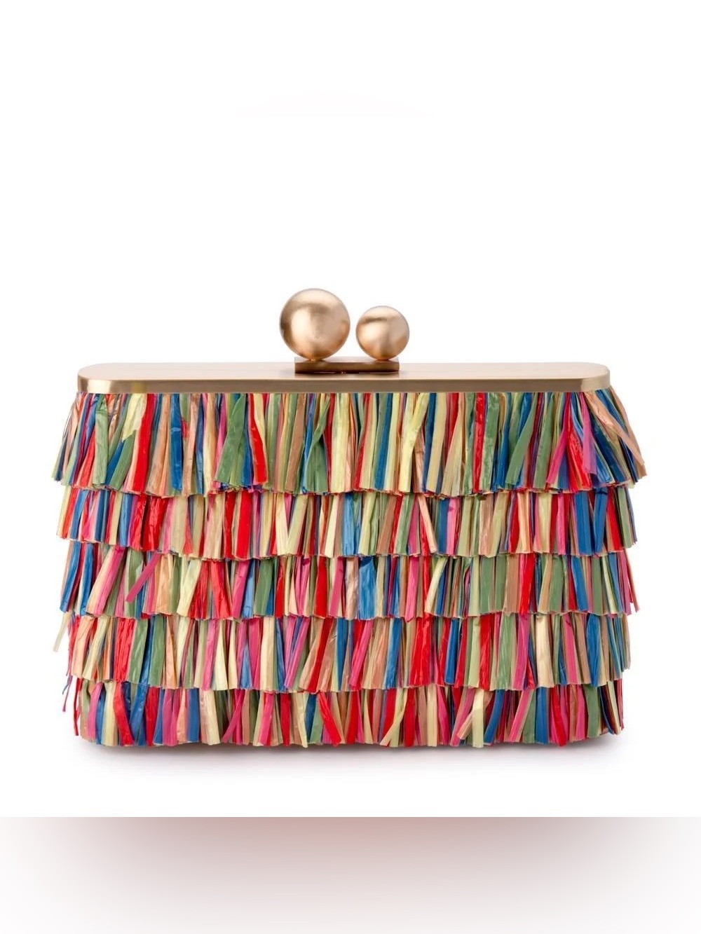 NWT OLGA BERG CARLITA CARNIVALE FRINGE CLUTCH BAG